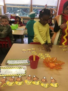 Candy corn addition and subtraction match up.